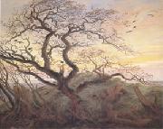 Caspar David Friedrich Tree with Crows Tumulus(or Huhnengrab) beside the Baltic Sea with Rugen Island in the Distance (mk05) painting